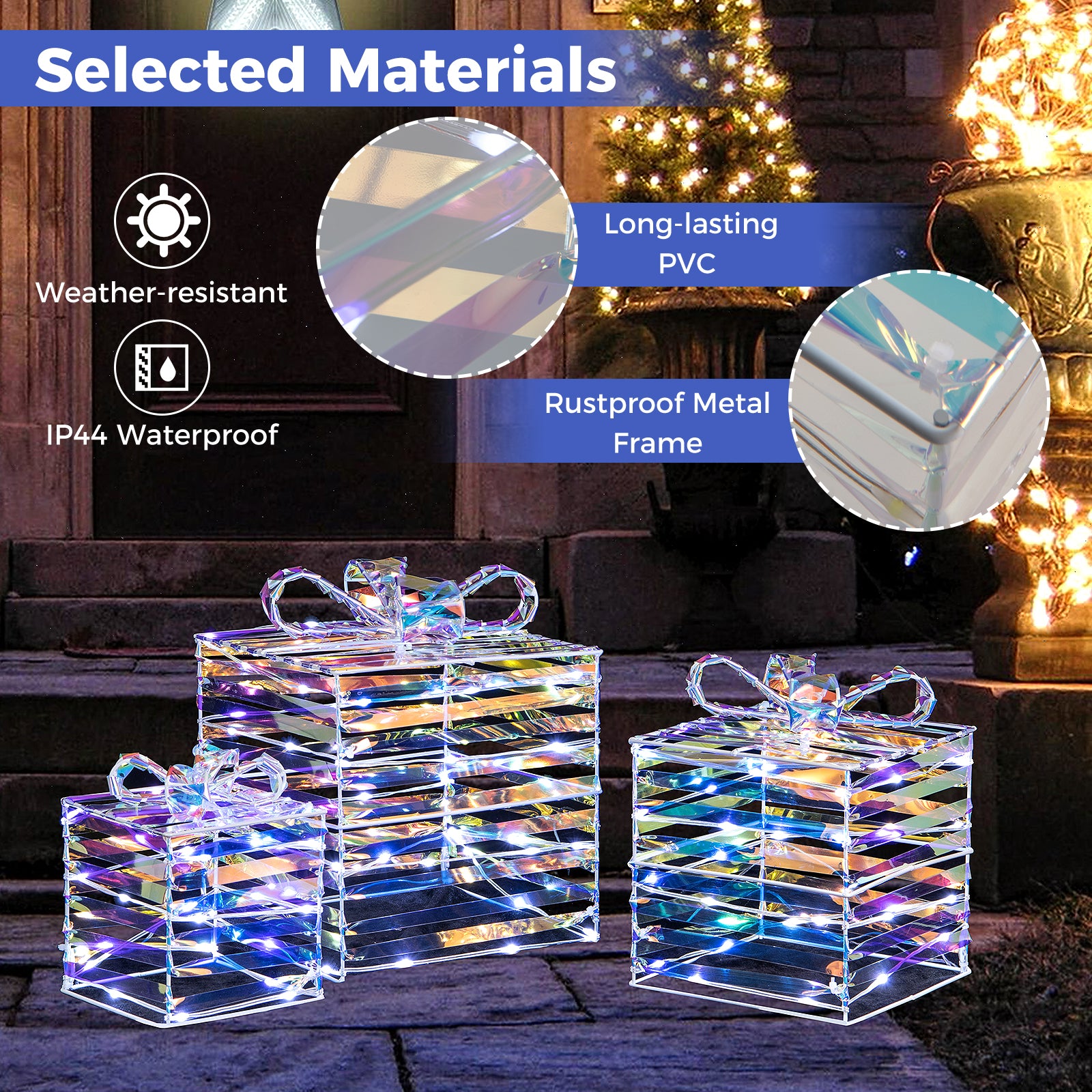 Christmas Lighted Gift Boxes Set, 3 Count, White Christmas Decor & Accessories at Gallery Canada