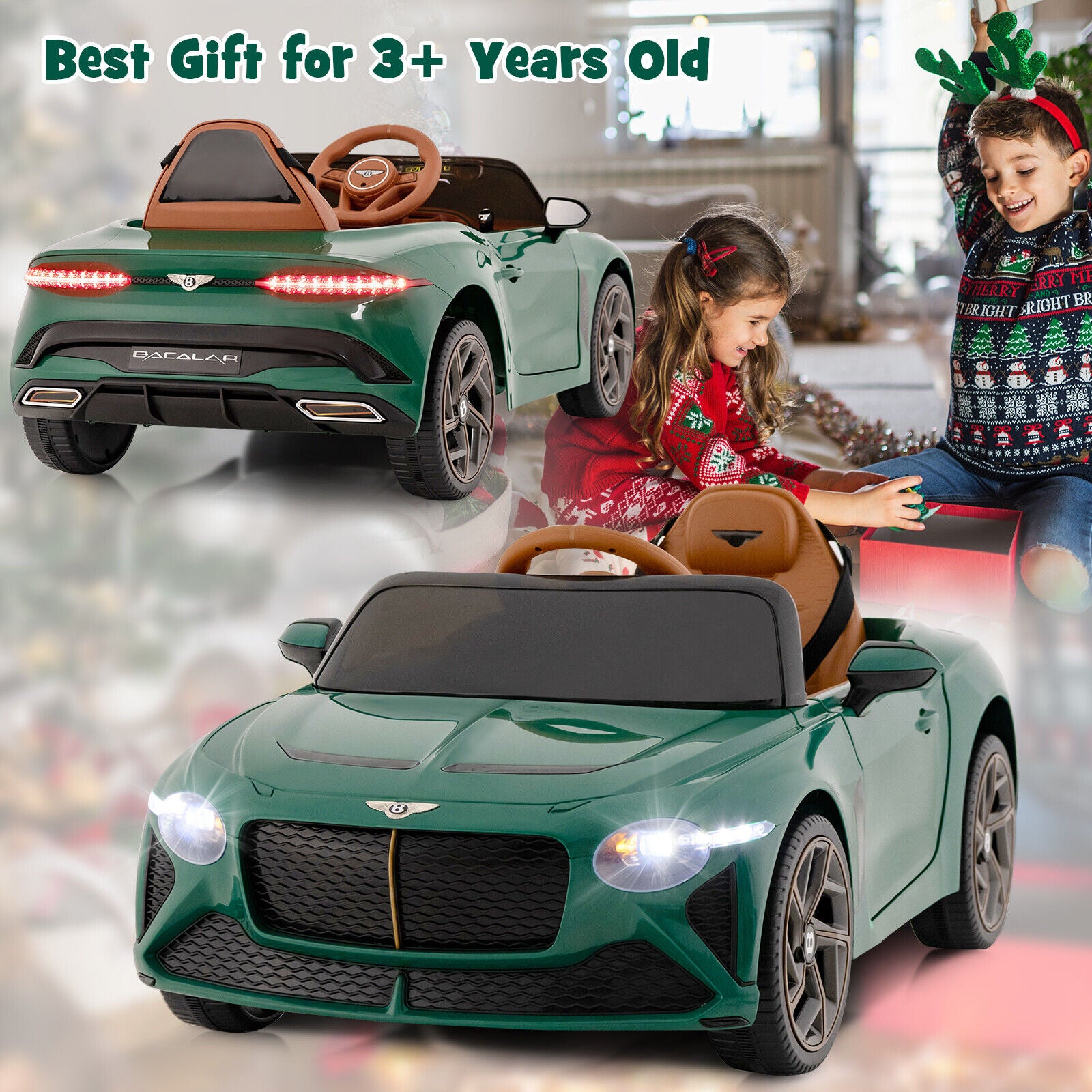 12V Powered Car Kids Ride-on Racer Car Licensed Bentley Bacalar, Green Powered Ride On Toys at Gallery Canada