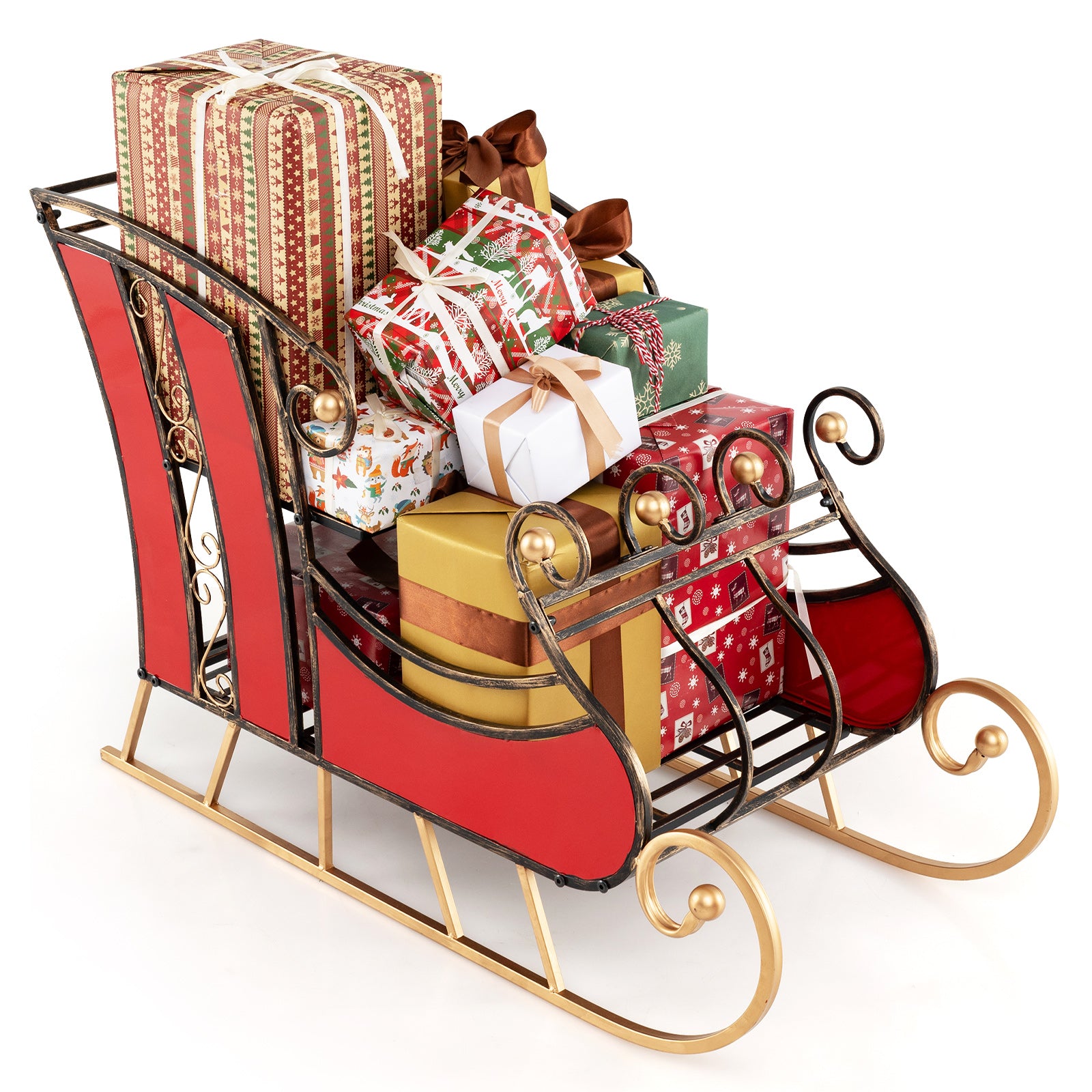 3 FT Metal Christmas Sleigh Decoration, 2-Tier Storage Shelf Christmas Decor & Accessories at Gallery Canada
