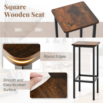 Set of 4 Bar Stool Set 26 Inch Bar Chair with Metal Legs and Footrest, Rustic Brown Bar Stools at Gallery Canada