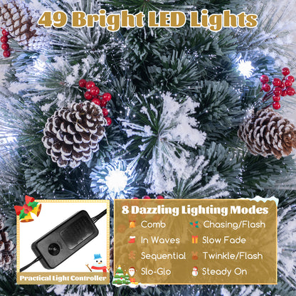 5 FT Flocked Christmas Tree with 8 Lighting Modes, Green Christmas Tree at Gallery Canada