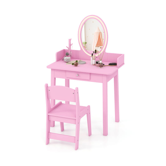 Kids Vanity Set With Lighted Mirror, Pink Kids Vanities Pink at Gallery Canada