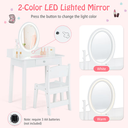Kids Vanity Set with Lighted Mirror, White Kids Vanities at Gallery Canada