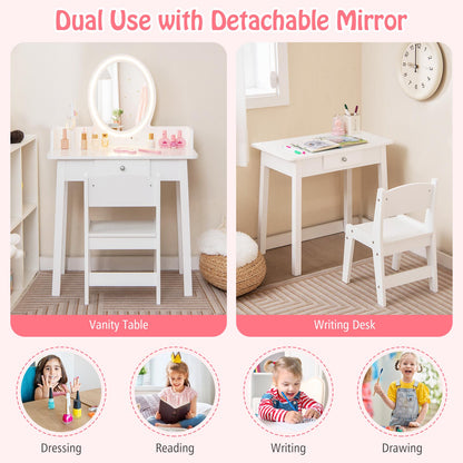 Kids Vanity Set with Lighted Mirror, White Kids Vanities at Gallery Canada
