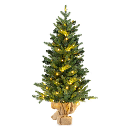 3 Feet Mini Pre-Lit Artificial Christmas Tree Tabletop Xmas Tree with Burlap Base, Green Christmas Tree Green at Gallery Canada