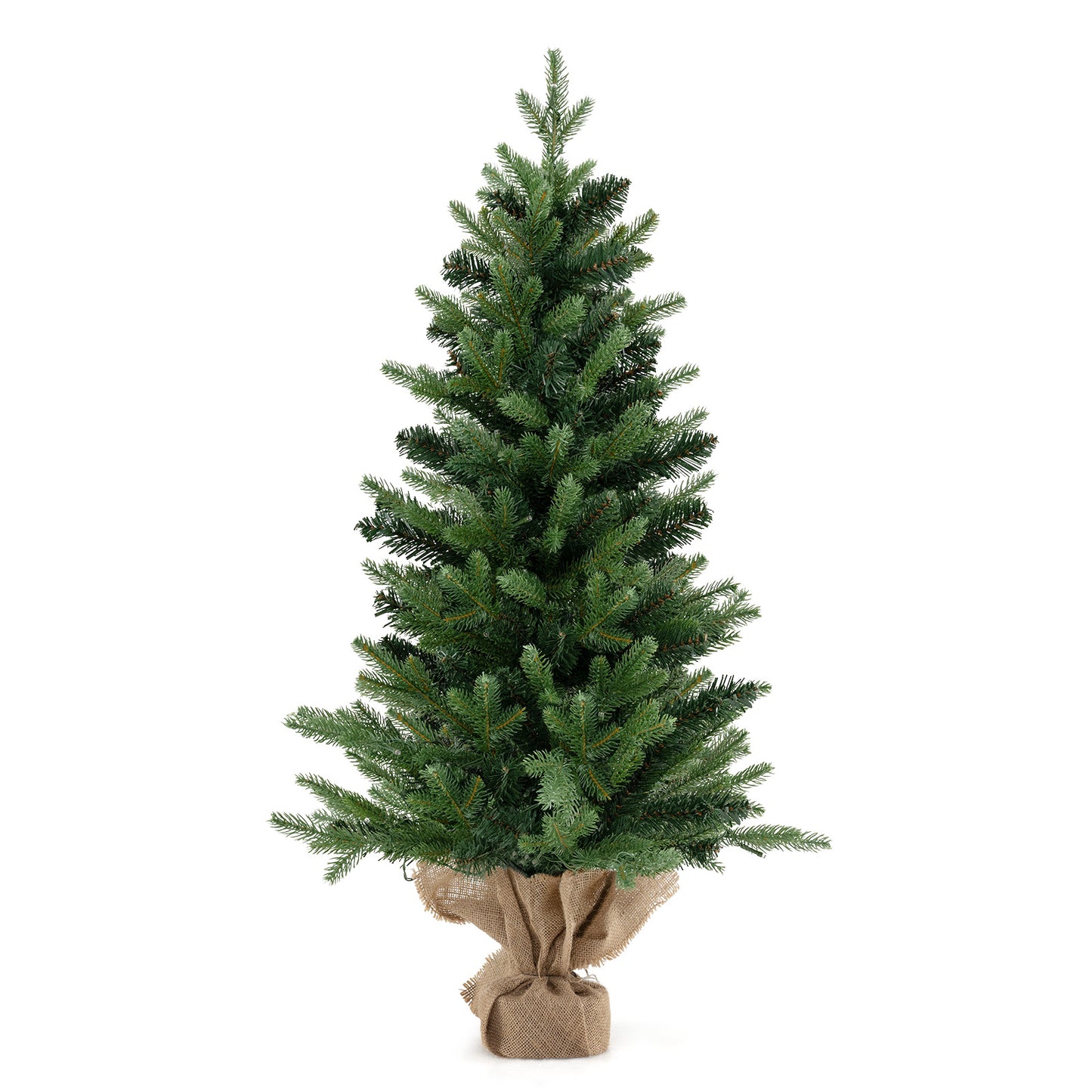 3 Feet Mini Pre-Lit Artificial Christmas Tree Tabletop Xmas Tree with Burlap Base, Green Christmas Tree at Gallery Canada