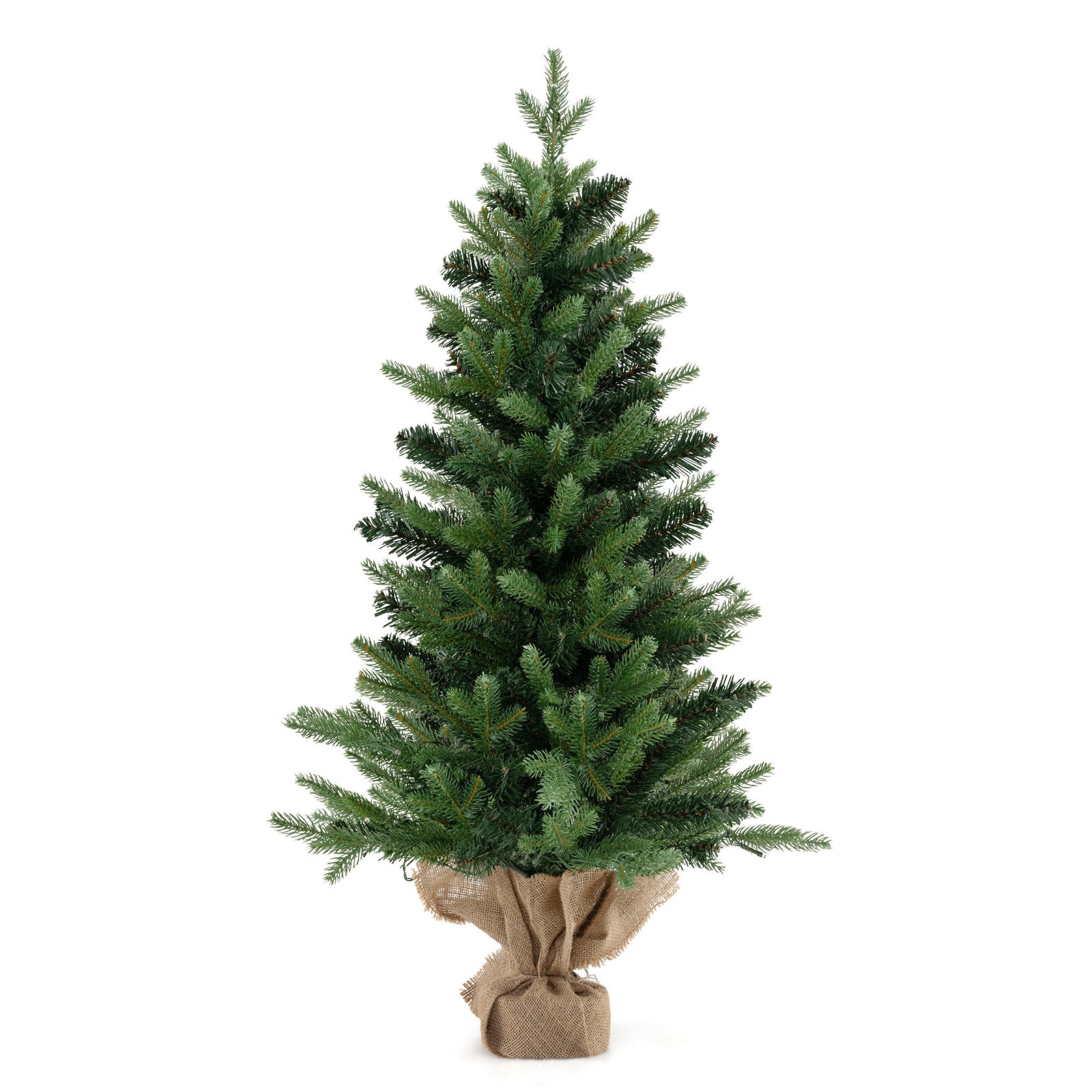 3 Feet Mini Pre-Lit Artificial Christmas Tree Tabletop Xmas Tree with Burlap Base, Green Christmas Tree at Gallery Canada