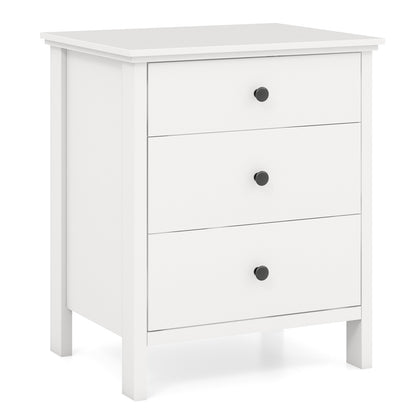 3-Drawer Wooden Nightstand Modern Bedside Table, White Nightstands at Gallery Canada