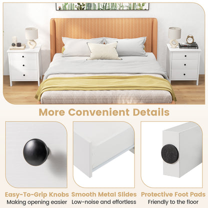 3-Drawer Wooden Nightstand Modern Bedside Table, White Nightstands at Gallery Canada