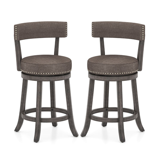 Counter Height Chairs, 360° Swivel Seat, Rubber Wood Frame, 24 Inches, Gray Bar Stools Gray at Gallery Canada