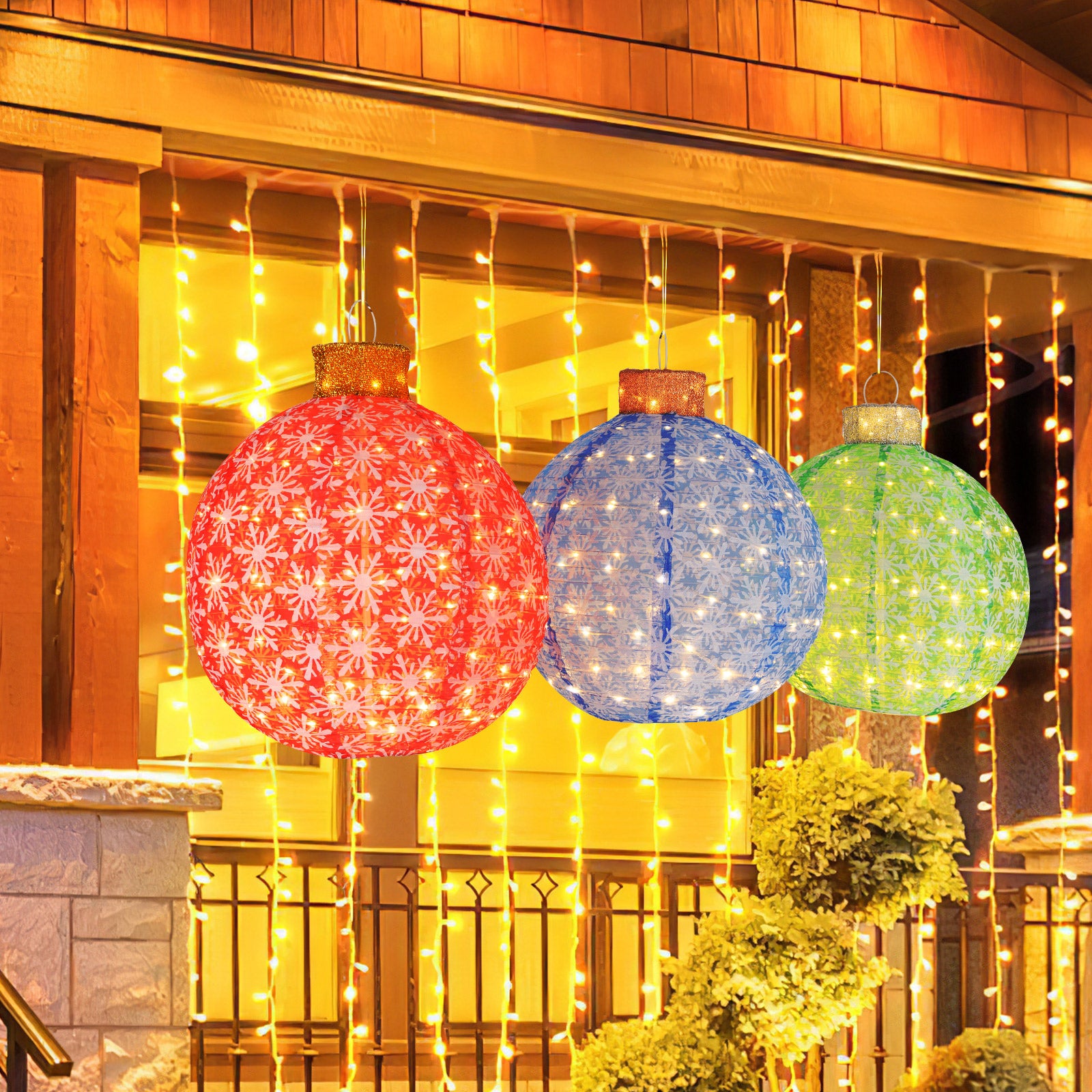 3-Piece Pre-Lit Christmas Ball Set, Warm White LED Lights Christmas Decor & Accessories at Gallery Canada