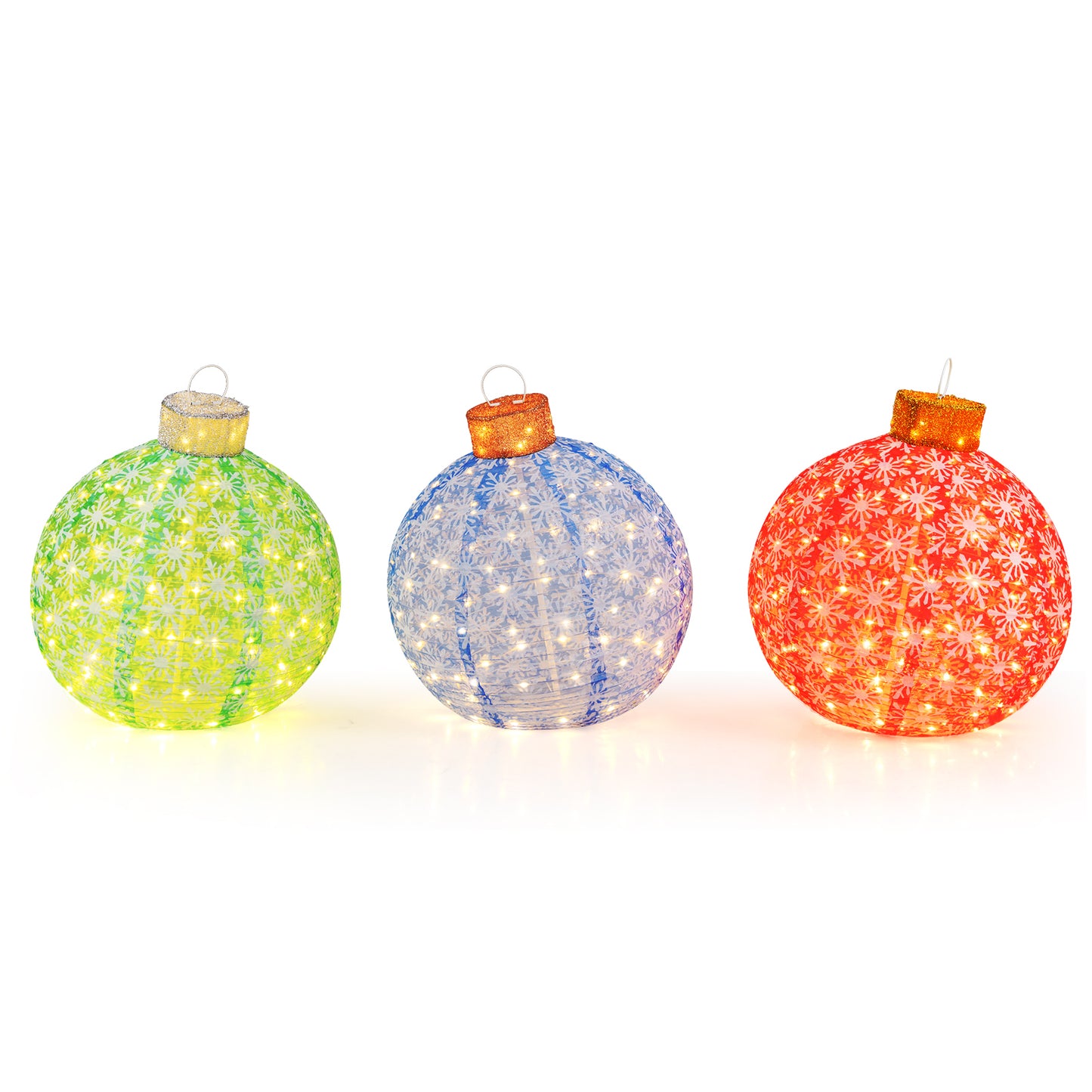 3-Piece Pre-Lit Christmas Ball Set, Warm White LED Lights Christmas Decor & Accessories at Gallery Canada