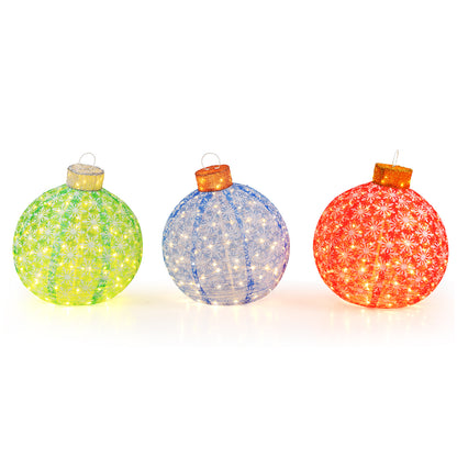 3-Piece Pre-Lit Christmas Ball Set, Warm White LED Lights Christmas Decor & Accessories Options at Gallery Canada