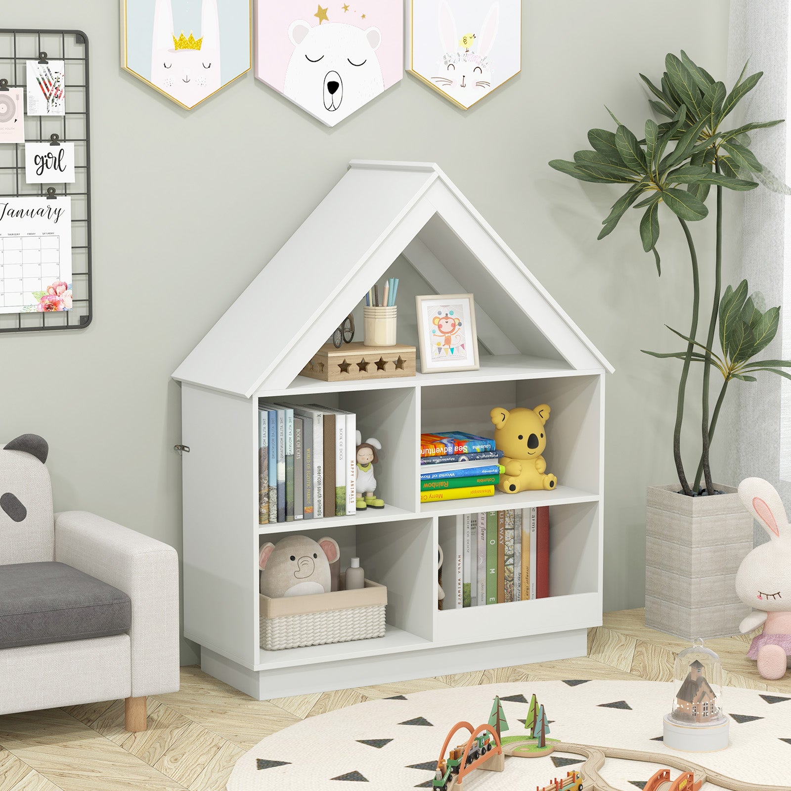 3-Tier House-Shaped Toy Storage Organizer, White Kids Storage at Gallery Canada
