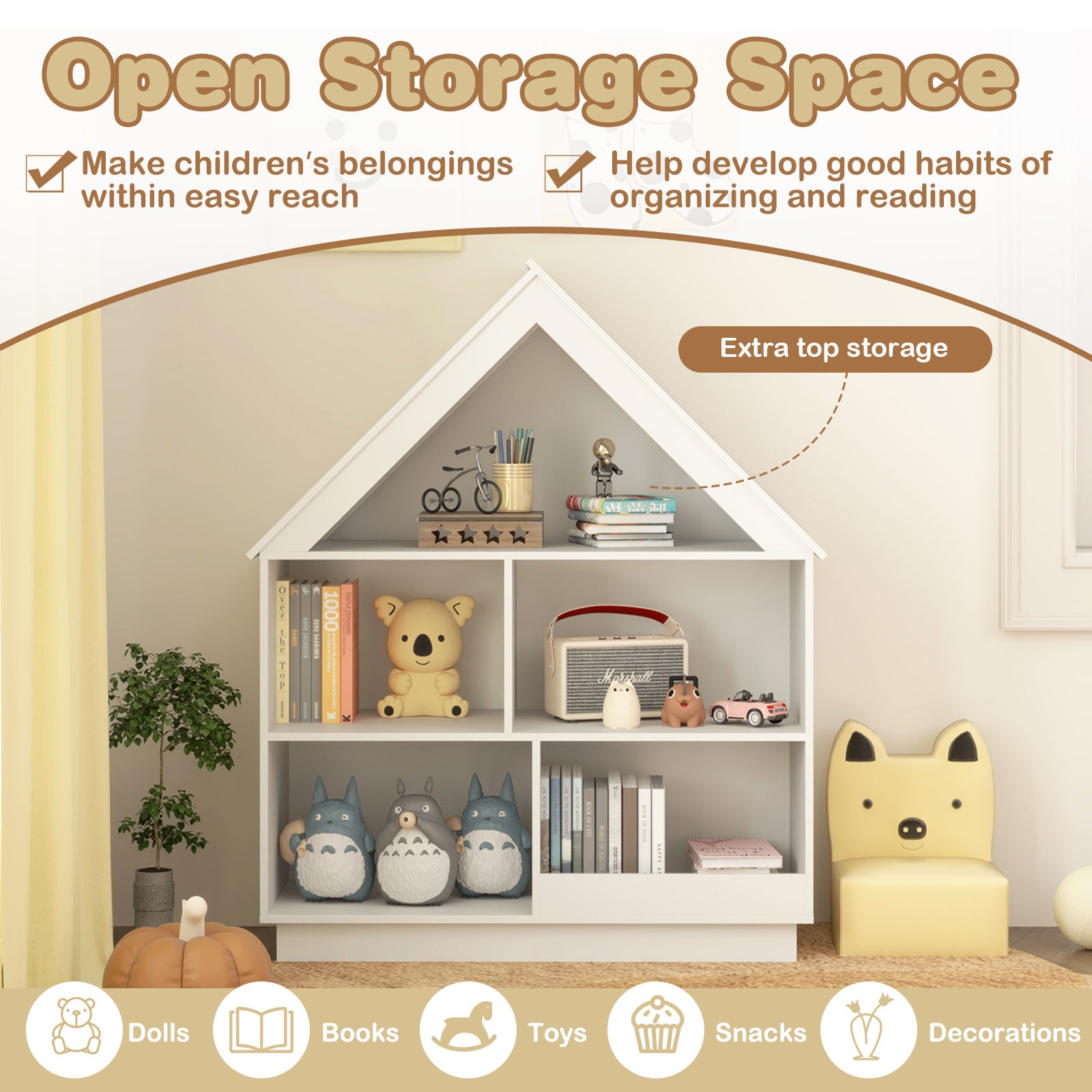 3-Tier House-Shaped Toy Storage Organizer, White Kids Storage at Gallery Canada