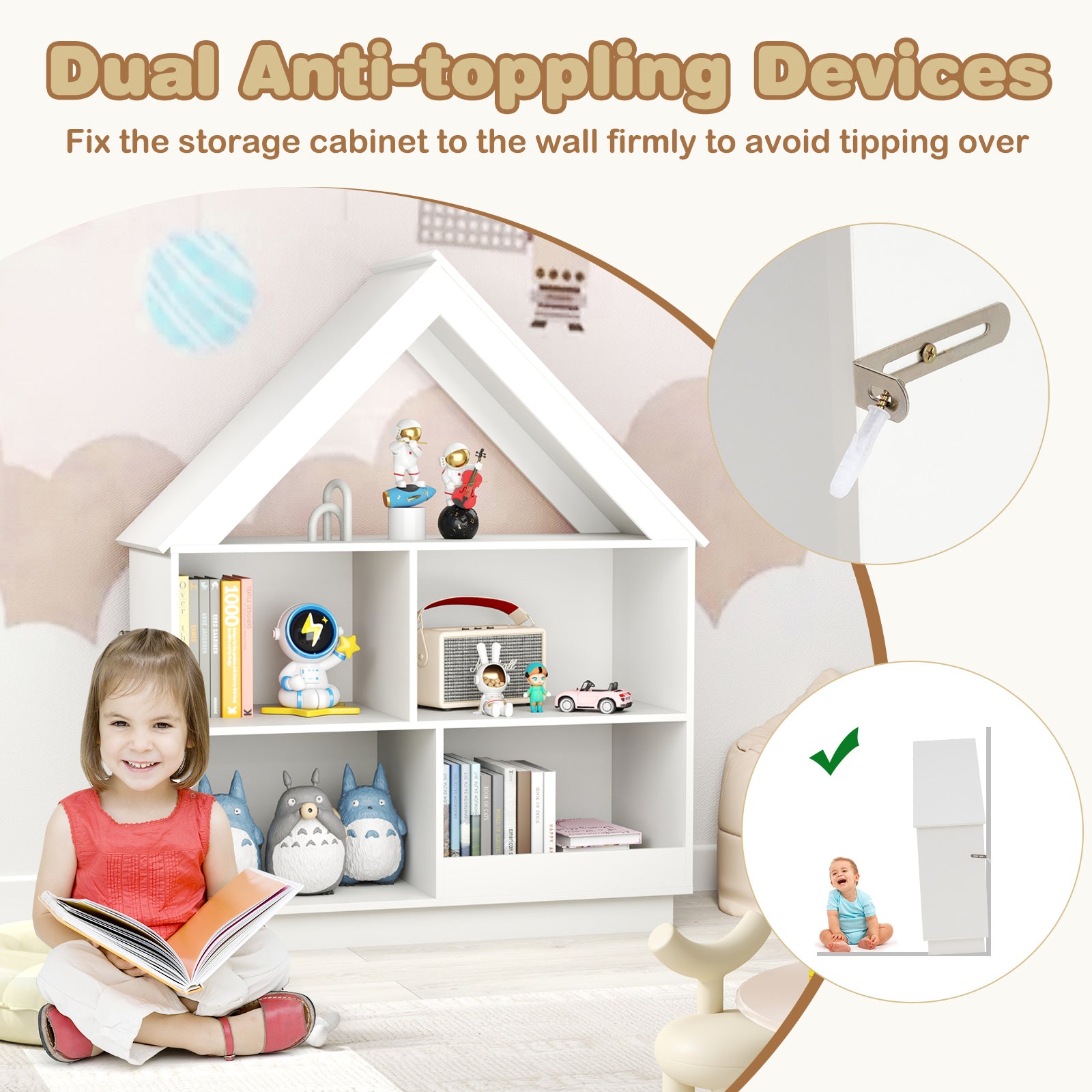 3-Tier House-Shaped Toy Storage Organizer, White Kids Storage at Gallery Canada
