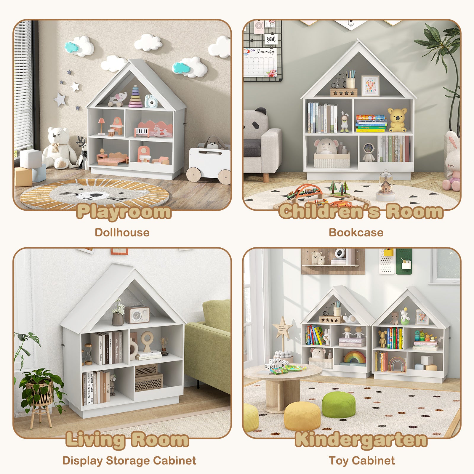 3-Tier House-Shaped Toy Storage Organizer, White Kids Storage at Gallery Canada