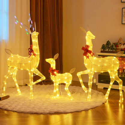 3 Pieces Lighted Family Deer Set with LED Lights and RGB Flashing Lights, Multicolor Christmas Decor & Accessories at Gallery Canada
