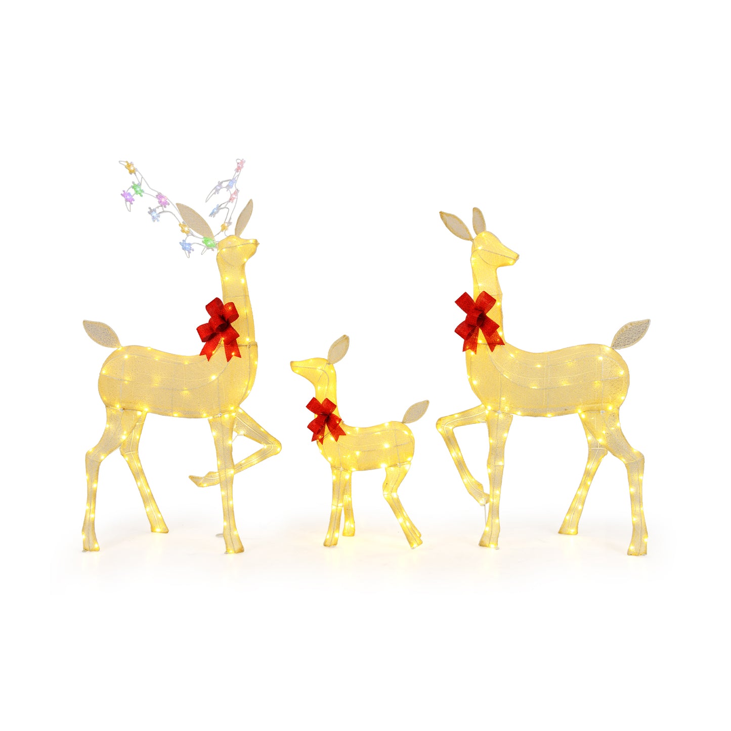 3 Pieces Lighted Family Deer Set with LED Lights and RGB Flashing Lights, Multicolor Christmas Decor & Accessories at Gallery Canada