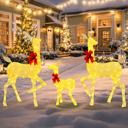 3 Pieces Lighted Family Deer Set with LED Lights and RGB Flashing Lights, Multicolor Christmas Decor & Accessories at Gallery Canada