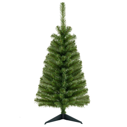 36 Inch Unlit Artificial Christmas Mini Tree with Plastic Stand, Green