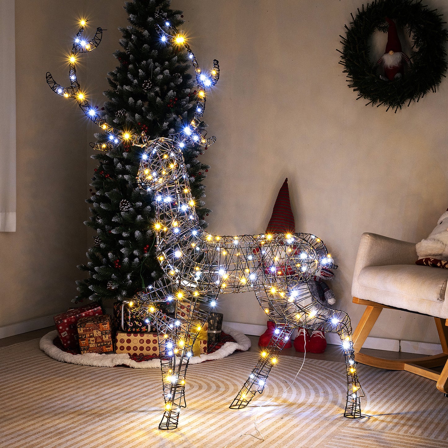 4.6 Feet Pre-Lit Christmas Reindeer with 170 Cold and Warm LED Lights Christmas Decor & Accessories at Gallery Canada