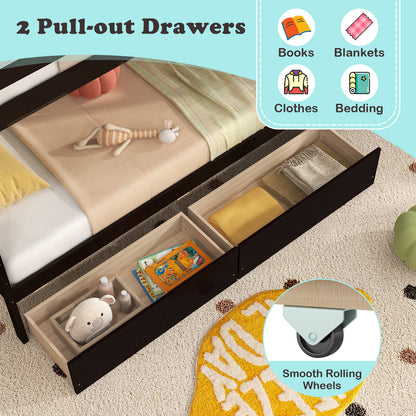 Twin Over Twin Bunk Bed with Storage Stairs and Drawers, Coffee Bunk Bed Frame at Gallery Canada