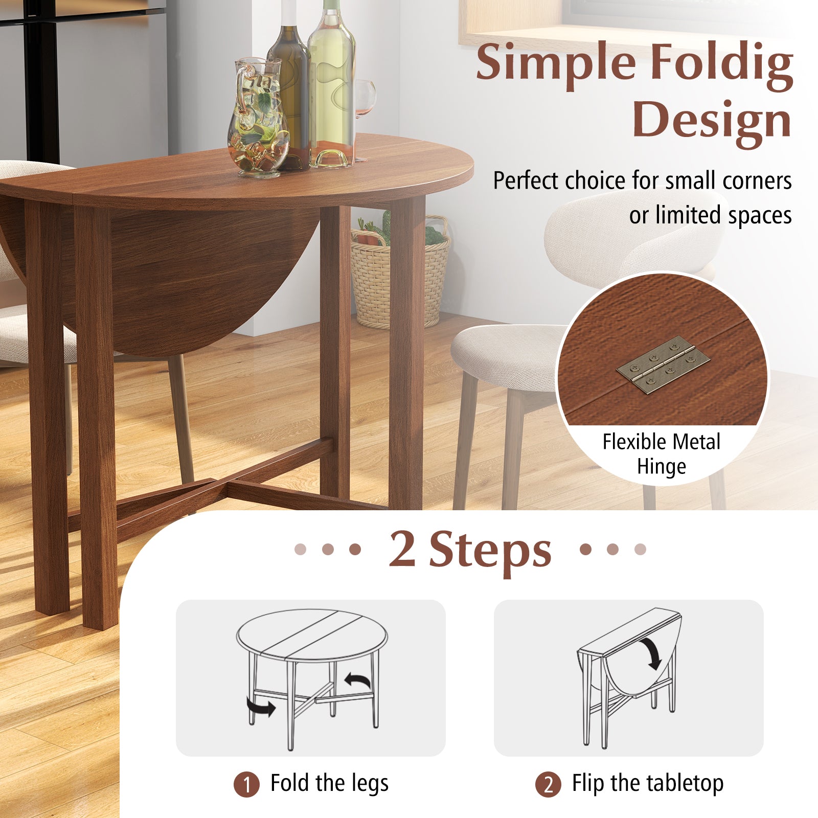 Dual Drop Leaf Dining Table, Walnut Dining Tables at Gallery Canada