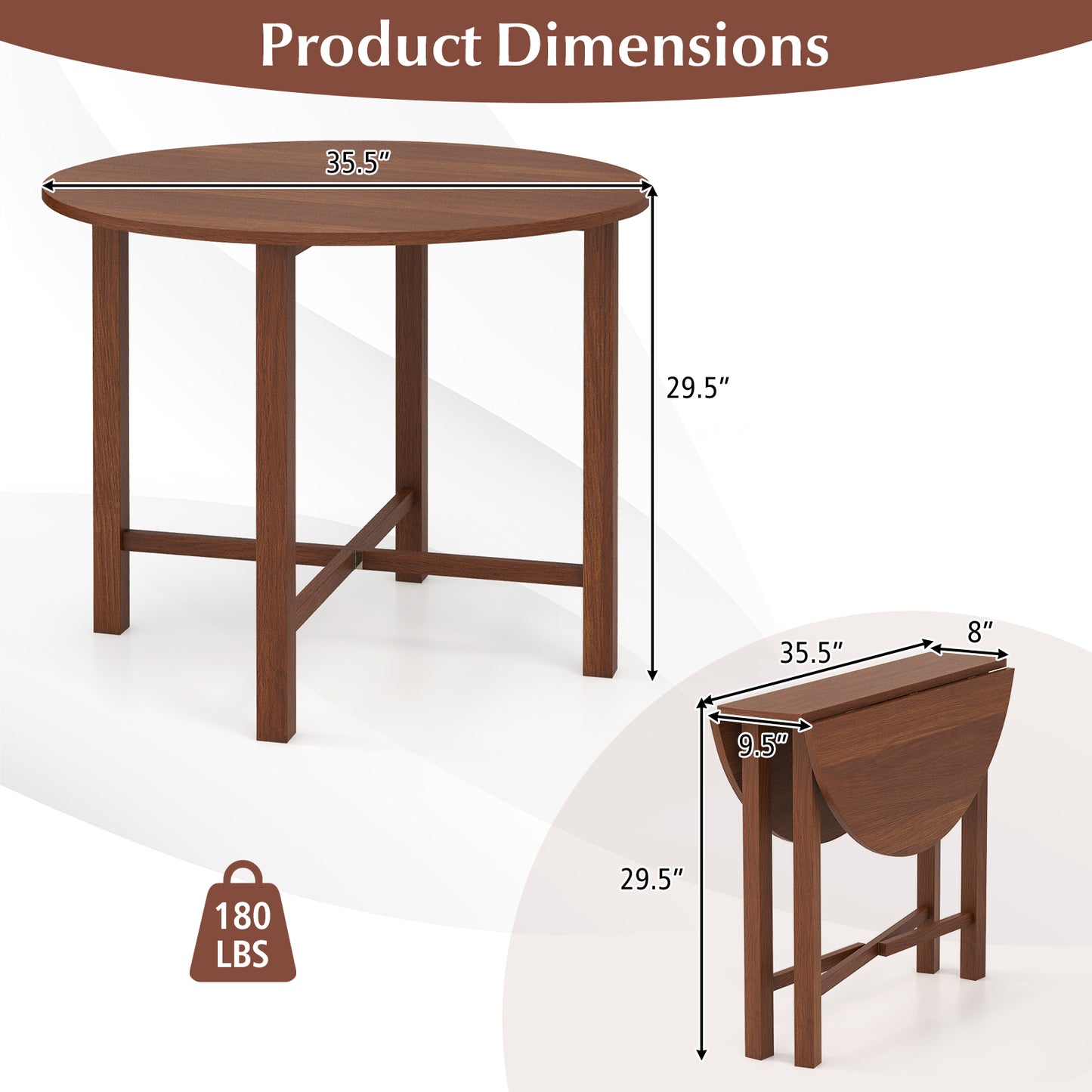 Dual Drop Leaf Dining Table, Walnut Dining Tables at Gallery Canada