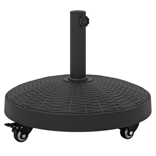 50 LBS Wicker Style Resin Umbrella Base Stand With Wheels, Black Outdoor Umbrella Bases Black at Gallery Canada