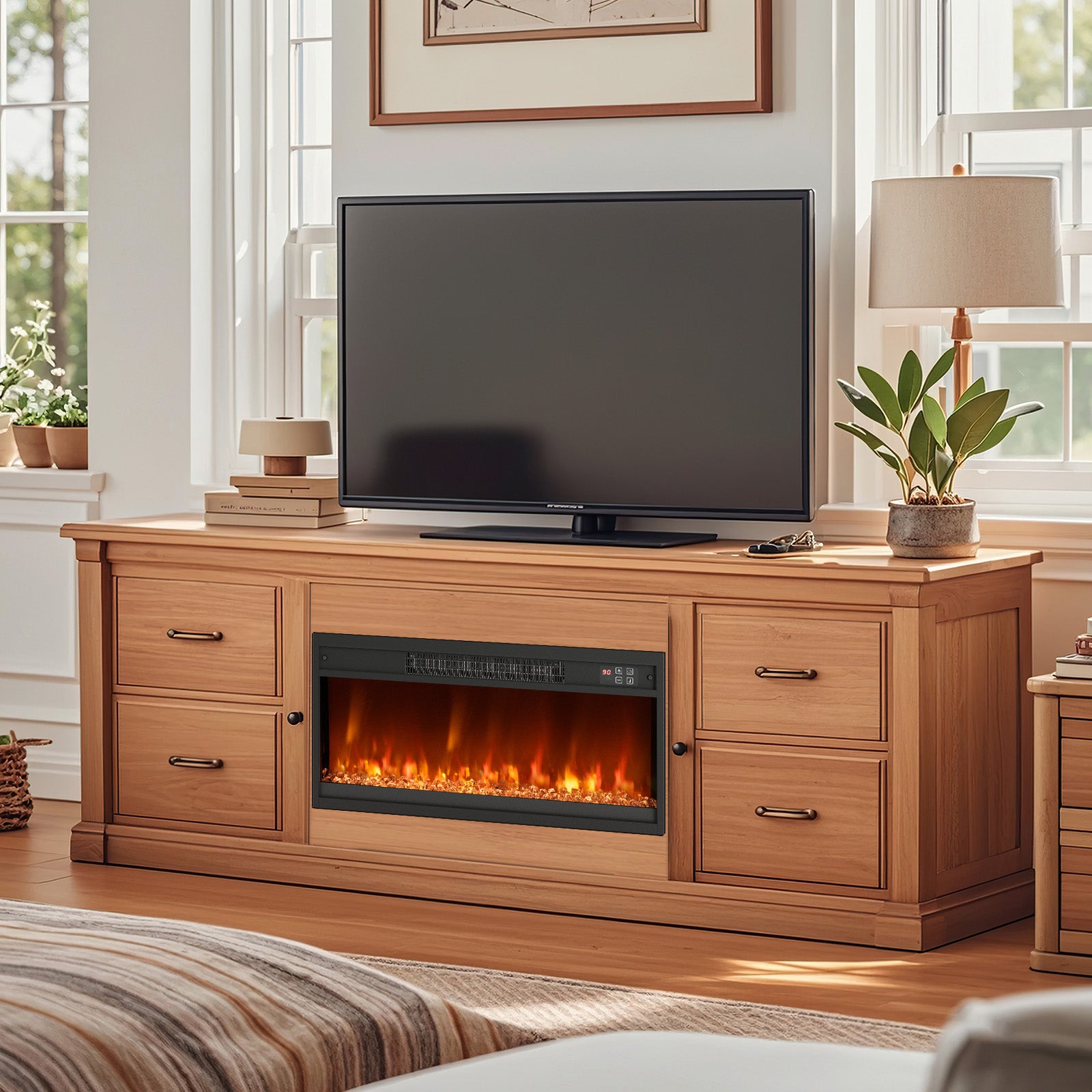 18/23/26 Inch 1500W Electric Fireplace Insert with Remote Control-26 inches, Black Fireplaces at Gallery Canada