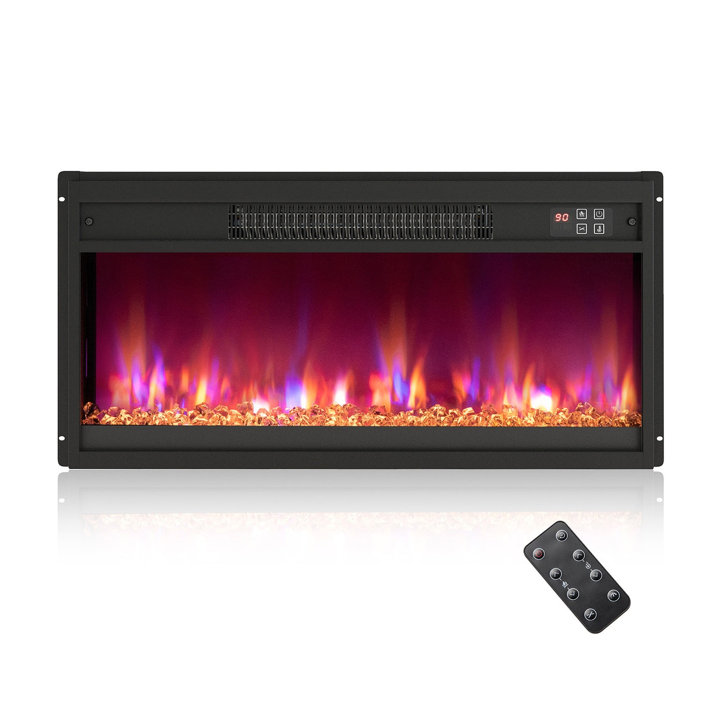 26 Inch Electric Fireplace Insert, 1500W, Remote Control, Black Fireplaces at Gallery Canada