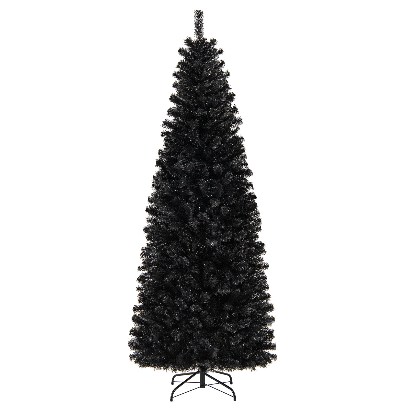 Pre-Lit Christmas Halloween Tree, PVC Branch Tips, Warm White Lights, 7', Black Halloween Black at Gallery Canada