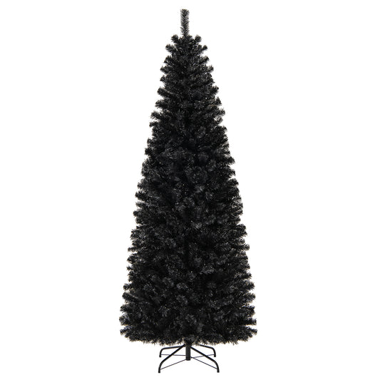 Pre-Lit Christmas Halloween Tree, PVC Branch Tips, Warm White Lights, 7', Black Halloween Black at Gallery Canada