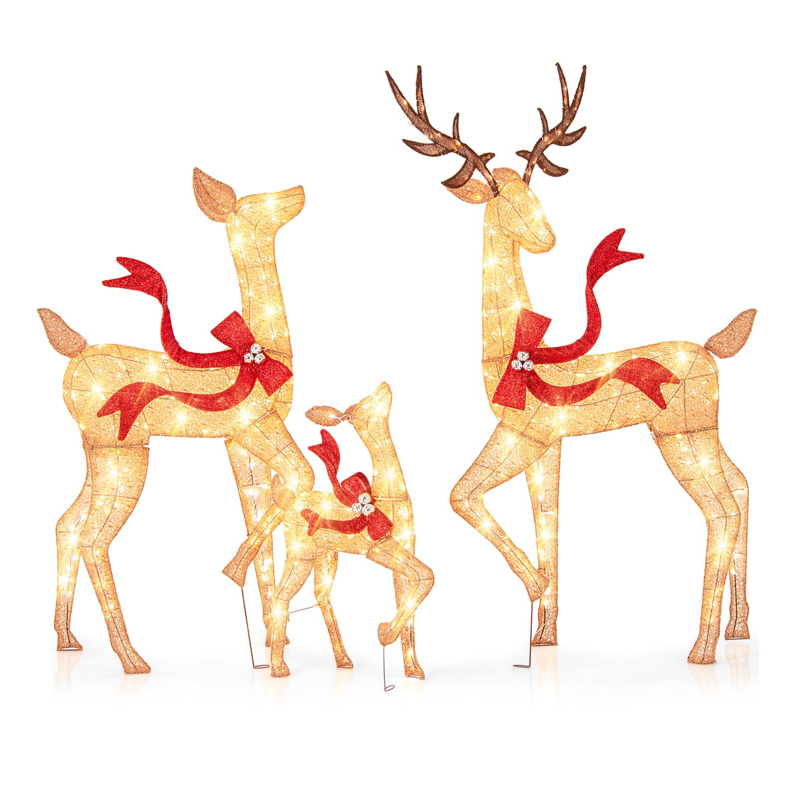 Pre-Lit Christmas Deer Family Set, 3-Piece, White Christmas Decor & Accessories at Gallery Canada