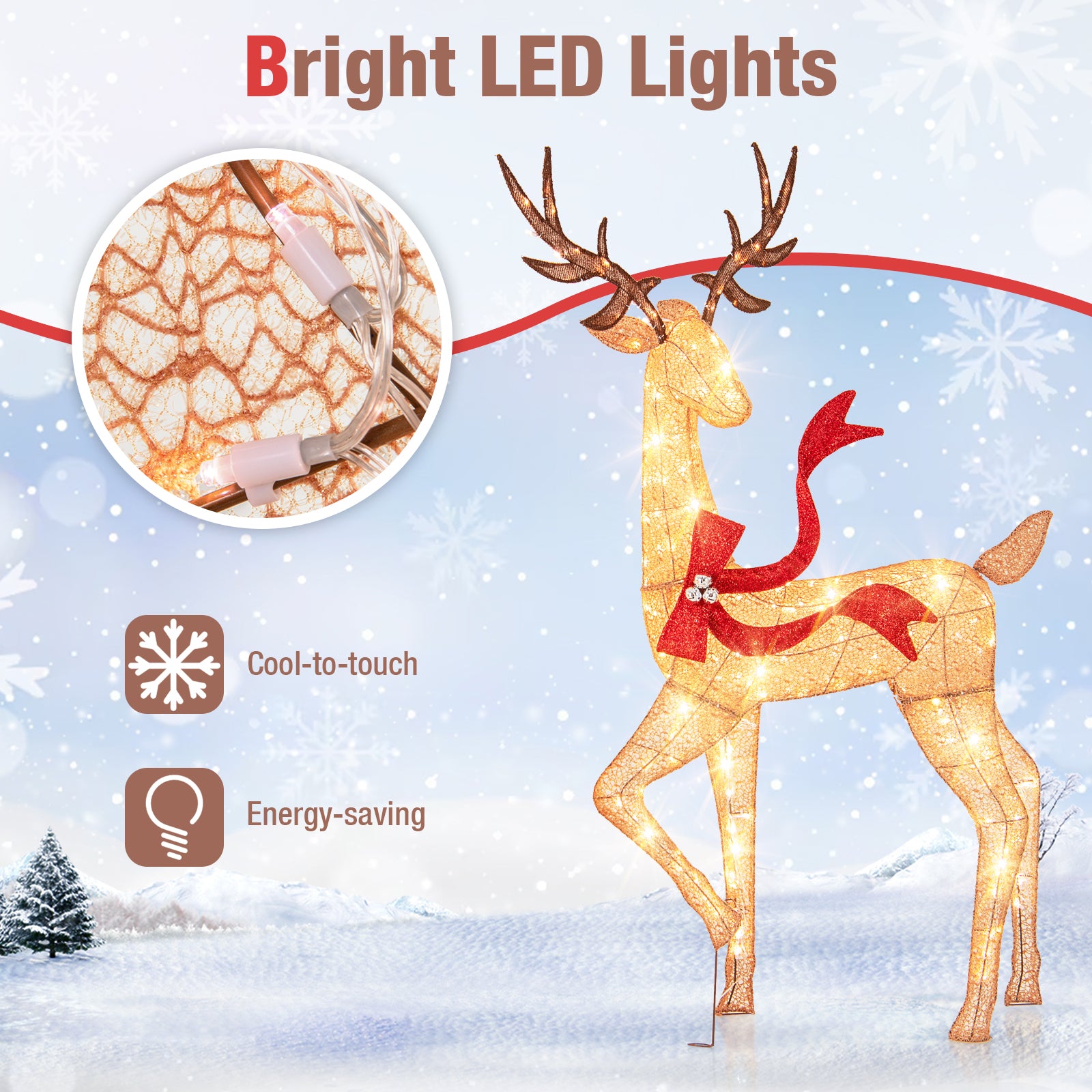 Pre-Lit Christmas Deer Family Set, 3-Piece, White Christmas Decor & Accessories at Gallery Canada