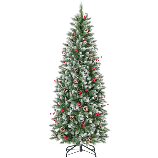 Pre-Lit Artificial Pencil Christmas Tree, 6 ft, Green