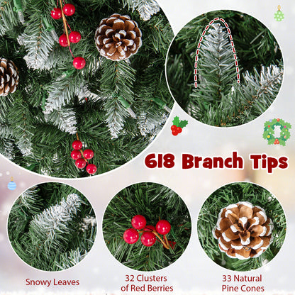 Pre-lit Artificial Pencil Christmas Tree with Pine Cones and Red Berries-6 ft, Green Christmas Tree at Gallery Canada