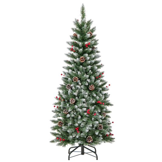 Pre-Lit Artificial Pencil Christmas Tree, 5 ft, Green