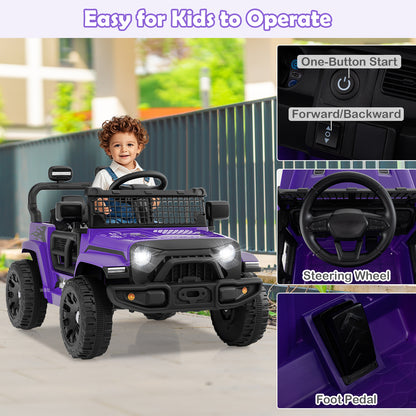 12V Kids Ride on Truck Car Battery Powered Electric Vehicle, Purple Powered Ride On Toys at Gallery Canada