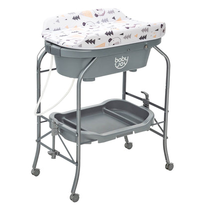 Portable Baby Changing Table, Storage Basket, Shelves, Gray Changing Tables at Gallery Canada