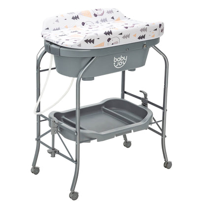 Portable Baby Changing Table with Storage Basket and Shelves, Gray Changing Tables at Gallery Canada