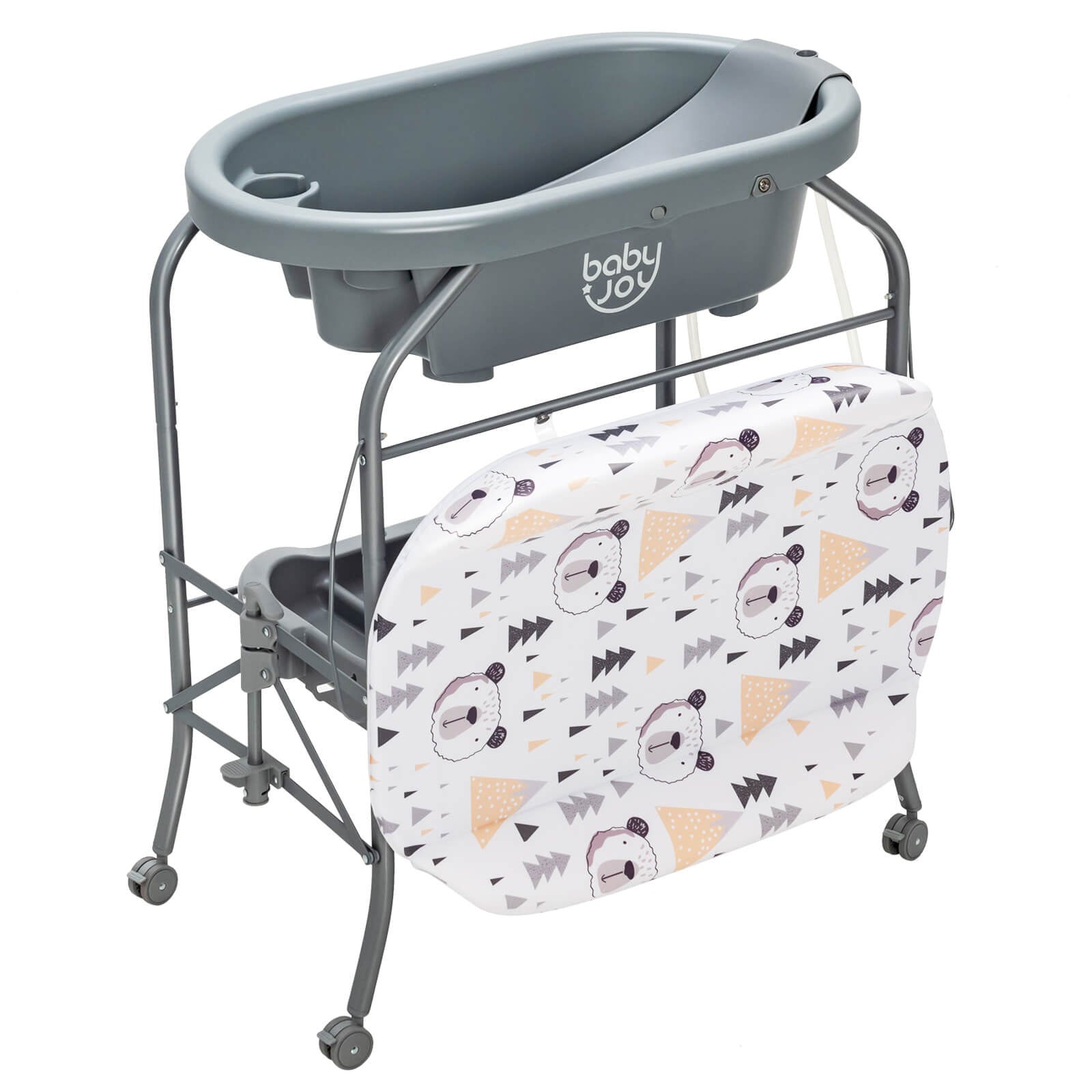 Portable Baby Changing Table with Storage Basket and Shelves, Gray Changing Tables at Gallery Canada