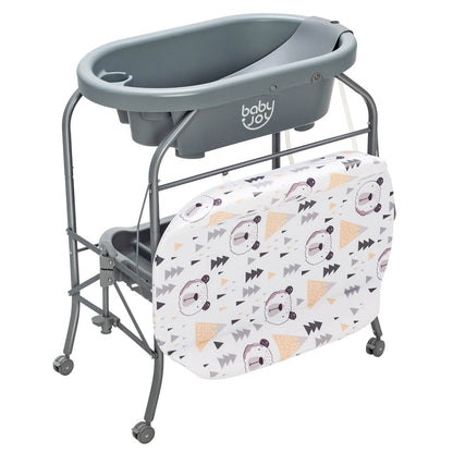 Portable Baby Changing Table with Storage Basket and Shelves, Gray Changing Tables at Gallery Canada