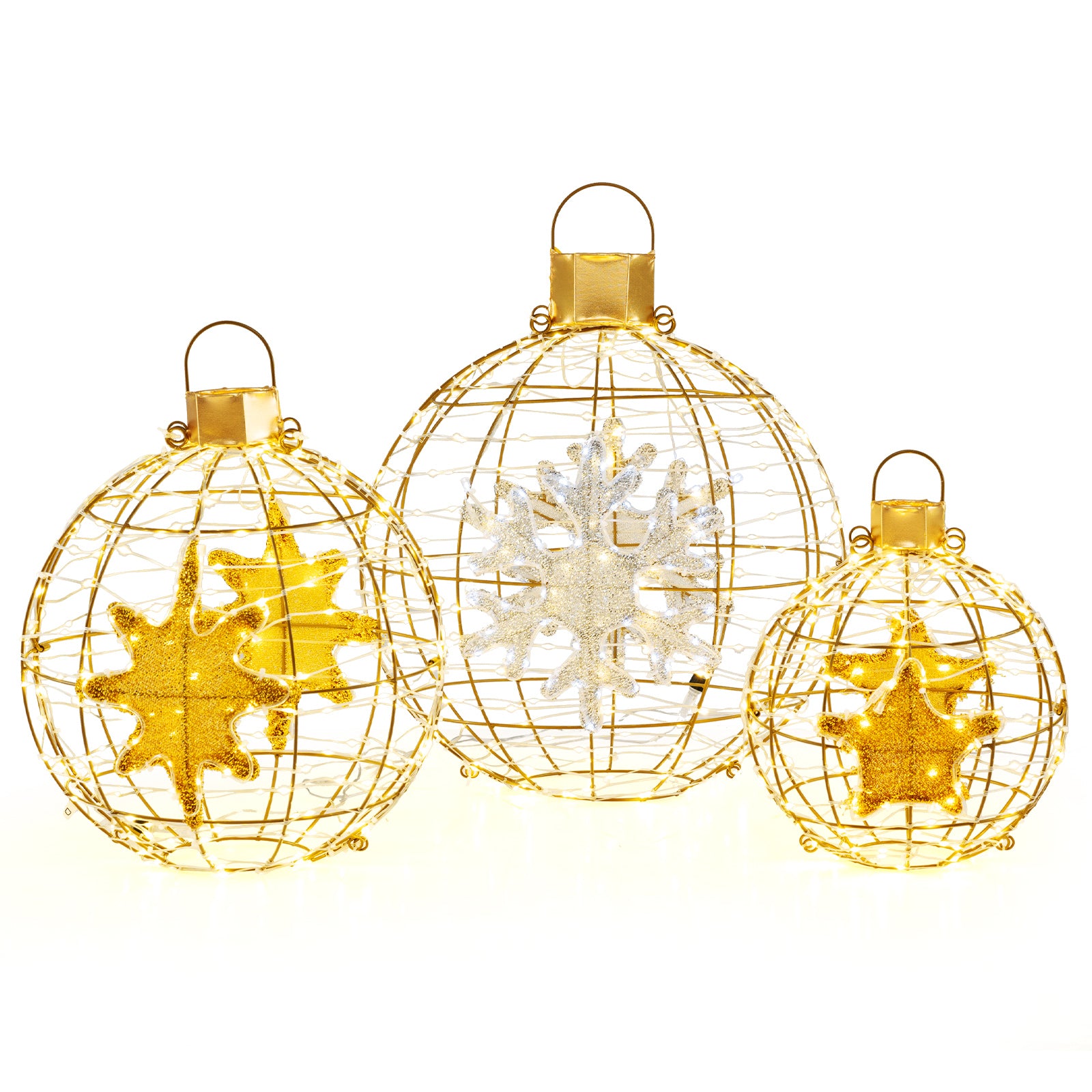 3 Pre-Lit Lantern Balls, 732 LED Lights, Golden Christmas Decor & Accessories at Gallery Canada