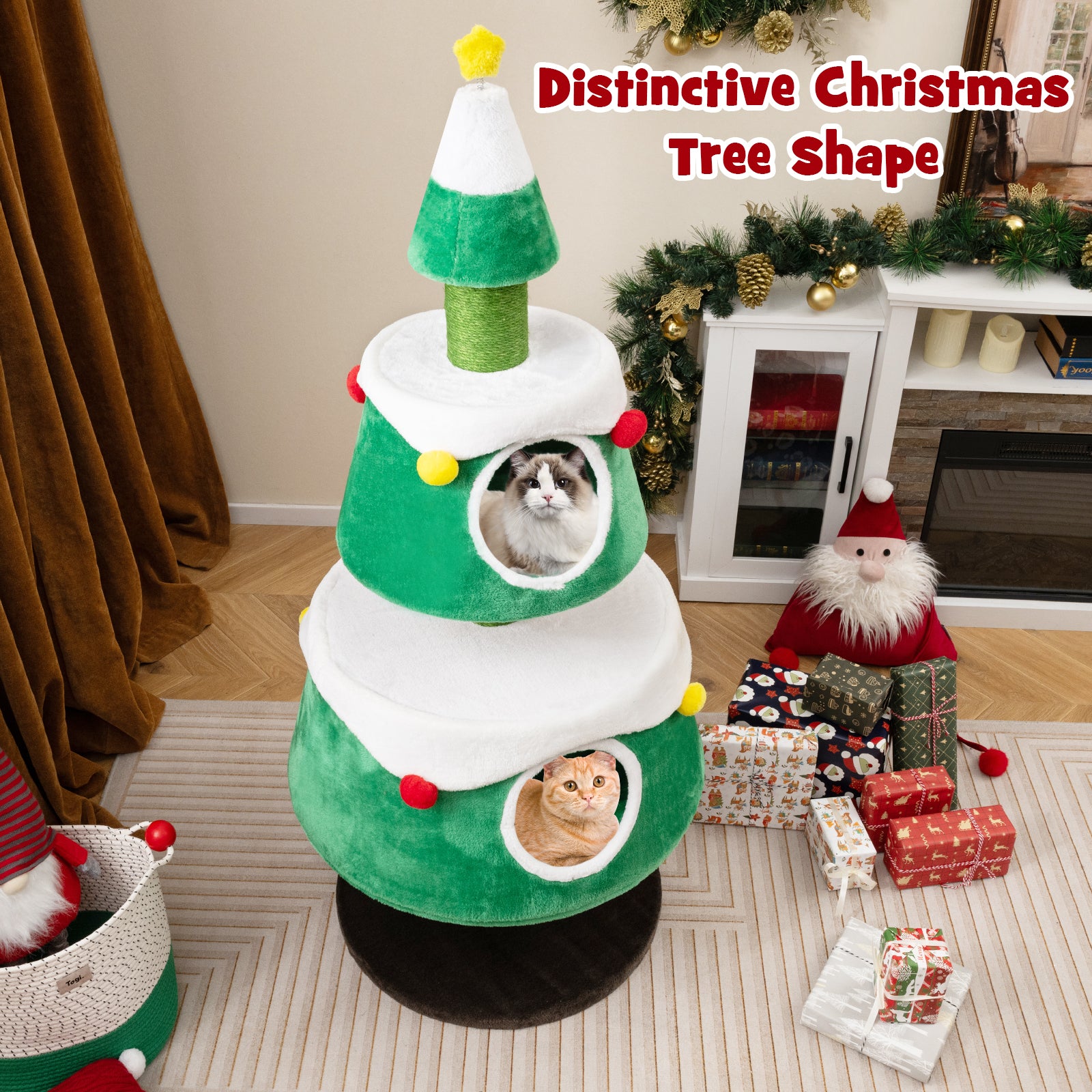 Christmas Cat Tree for Indoor Cats Cute Holiday Cat Tower with 2 Condos, Green Cat Trees Condos & Scratchers at Gallery Canada