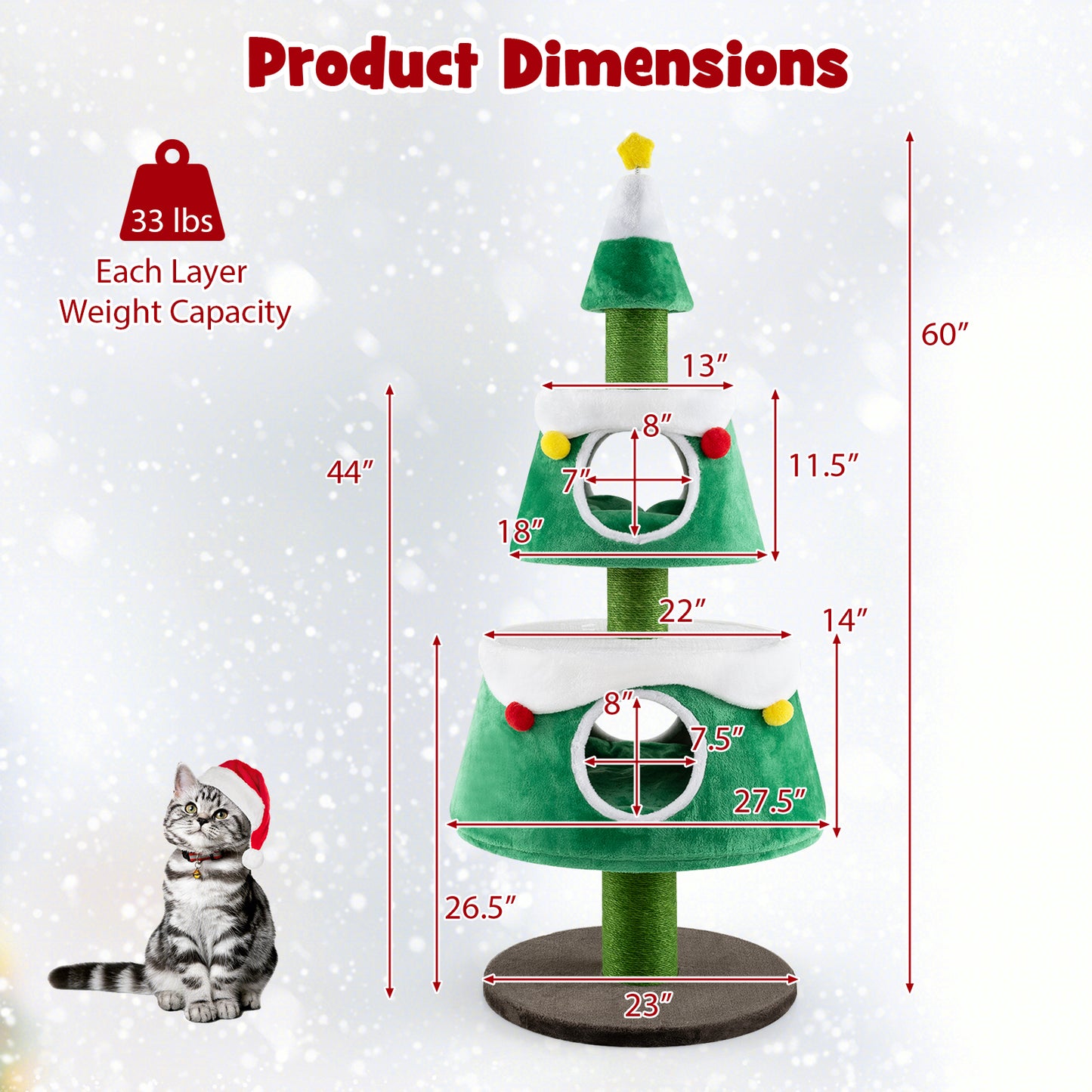 Christmas Cat Tree for Indoor Cats Cute Holiday Cat Tower with 2 Condos, Green Cat Trees Condos & Scratchers at Gallery Canada