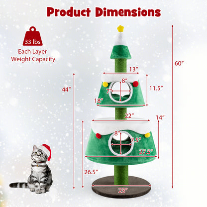 Christmas Cat Tree for Indoor Cats Cute Holiday Cat Tower with 2 Condos, Green Cat Trees Condos & Scratchers at Gallery Canada