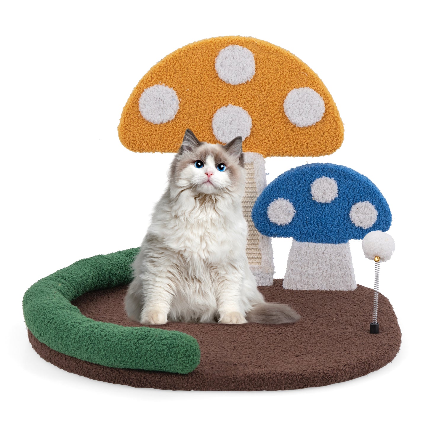 Mushroom Cat Bed Cat Claw Scratcher with Wide Bed and Sisal Scratch Panel, Multicolor Cat Trees Condos & Scratchers at Gallery Canada