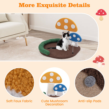 Mushroom Cat Bed Cat Claw Scratcher with Wide Bed and Sisal Scratch Panel, Multicolor Cat Trees Condos & Scratchers at Gallery Canada